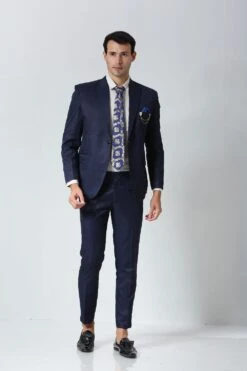 Navy Blue Ethnic Gold Motif Silk Sari Tie -One Minutesaree Shop IMG30624