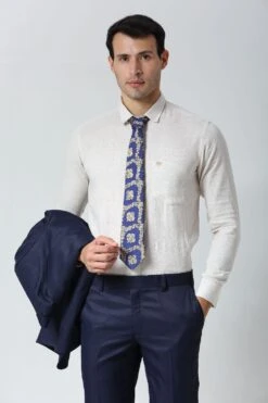 Navy Blue Ethnic Gold Motif Silk Sari Tie -One Minutesaree Shop IMG30627