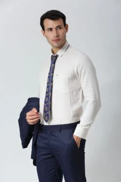 Navy Blue Ethnic Gold Motif Silk Sari Tie -One Minutesaree Shop IMG30628