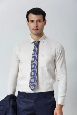 Navy Blue Ethnic Gold Motif Silk Sari Tie -One Minutesaree Shop IMG30632