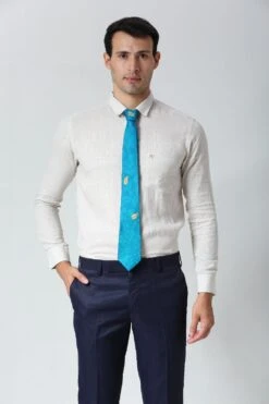 Turquoise Ethnic Gold Motif Silk Sari Tie -One Minutesaree Shop IMG30650