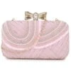 Designer Baby Pink & White Bead & Diamond Clutch -One Minutesaree Shop Image 2 1