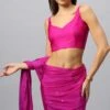 Jolie Pink Satin Silk Leaf Neck Blouse -One Minutesaree Shop JOLIEOMSSS1200MPLOOK5PINK 5