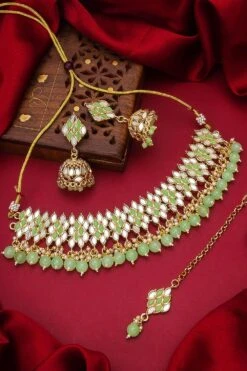 Kassie Lime Green Stone Necklace & Earrings Set