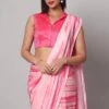 Kali Pink Raw Silk Collar Blouse -One Minutesaree Shop OMS BL RS PNK09