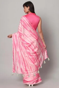 Kali Pink Raw Silk Collar Blouse -One Minutesaree Shop OMS BL RS PNK09 2 0dda22db 51e9 4fca 9afb a9d2dbda8986