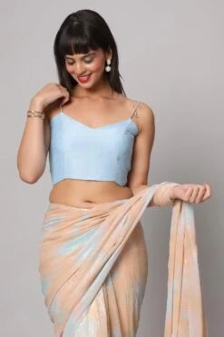 Lorna Sky Blue Raw Silk Strappy Blouse