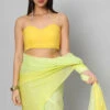 Lorna Yellow Raw Silk Strappy Blouse -One Minutesaree Shop OMS BL RSYL SP002 1