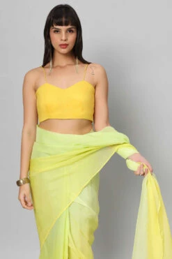 Lorna Yellow Raw Silk Strappy Blouse