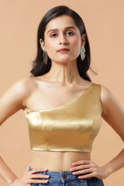 Giana Gold One Shoulder Satin Comfort Stretchâ„¢ Blouse