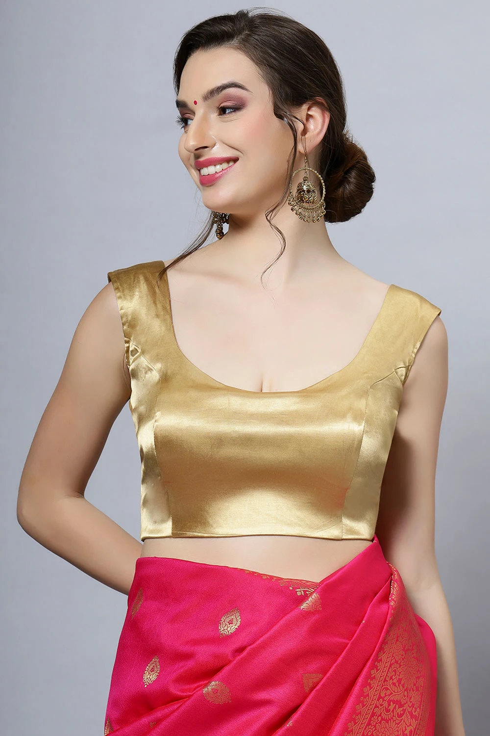 Nora Gold Satin Comfort Stretch™ U Sleeveless Blouse 1 Nora Gold Satin Comfort Stretch™ U Sleeveless Blouse
