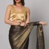 Layla Gold Satin Comfort Stretch™ Sleeveless Blouse -One Minutesaree Shop OMS BL SSGLD V004
