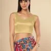 Ilia Sweetheart Neck Gold Satin Comfort Stretch™ Sleeveless Saree Blouse 9 Ilia Sweetheart Neck Gold Satin Comfort Stretch™ Sleeveless Saree Blouse -One Minutesaree Shop OMS BL SSWHT V096 1 Gold