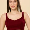Misha Maroon Velvet Sweetheart Neck Sleeveless Blouse -One Minutesaree Shop OMS BL VLT MRN 007111