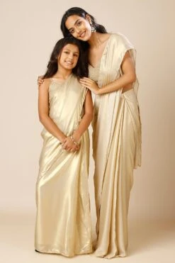 Deva Champagne Gold Silk One Minute Saree For Kids & Tweens 21 Deva Champagne Gold Silk One Minute Saree For Kids & Tweens -One Minutesaree Shop OMS BRIDESMAID03 SRKD 10