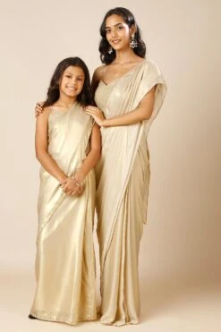 Deva Champagne Gold Silk One Minute Saree For Kids & Tweens 22 Deva Champagne Gold Silk One Minute Saree For Kids & Tweens -One Minutesaree Shop OMS BRIDESMAID03 SRKD 11