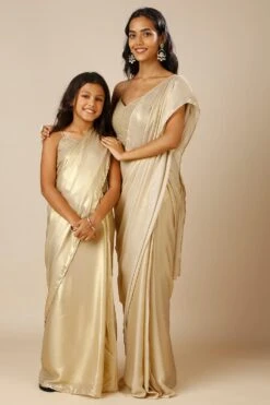 Deva Champagne Gold Silk One Minute Saree For Kids & Tweens 23 Deva Champagne Gold Silk One Minute Saree For Kids & Tweens -One Minutesaree Shop OMS BRIDESMAID03 SRKD 12