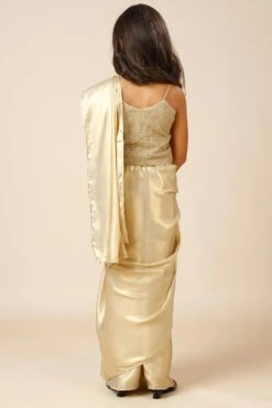 Deva Champagne Gold Silk One Minute Saree For Kids & Tweens 16 Deva Champagne Gold Silk One Minute Saree For Kids & Tweens -One Minutesaree Shop OMS BRIDESMAID03 SRKD 5