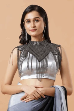 Cora Gunmetal Black Beaded Handwork Collar Modern Neck Piece