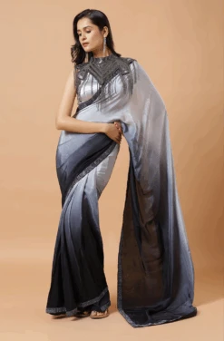 Cora Gunmetal Black Beaded Handwork Collar Modern Neck Piece -One Minutesaree Shop OMS NKCOL GRY001 3