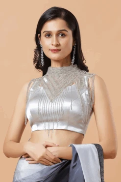 Cora Silver Beaded Handwork Collar Modern Neck Piece