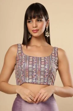 Neri Violet Grey Silk Shimmer Blouse