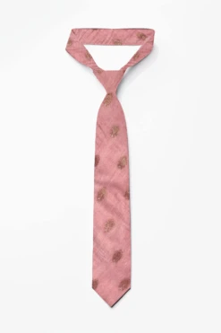 Light Pink Ethnic Gold Motif Silk Sari Tie