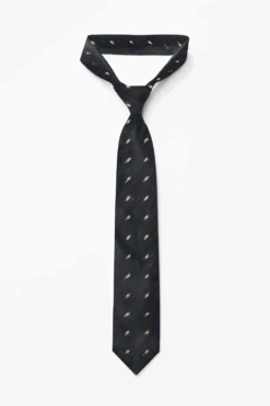 Black Ethnic Gold Buti Silk Sari Tie