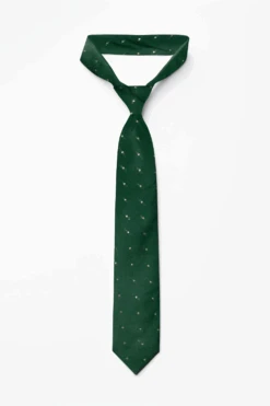 Dark Green Ethnic Gold Buti Silk Sari Tie