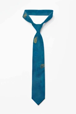 Turquoise Ethnic Gold Motif Silk Sari Tie -One Minutesaree Shop OMS TIE 017