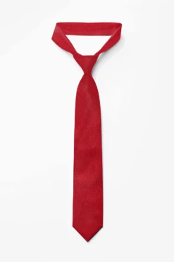 Red Ethnic Plain Silk Sari Tie