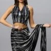 Rihana Black & White Tie Dye Modal Satin Halter -One Minutesaree Shop RIHANAOMSSS00LOOK10BLK 5