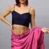 Skye Navy Cotton Silk Spaghetti Strap Blouse -One Minutesaree Shop SKYEOMSSS004RPLOOK7PINK 5