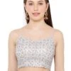 Charin Grey Net Embroidered Strappy Sleeveless Blouse -One Minutesaree Shop SSB2848