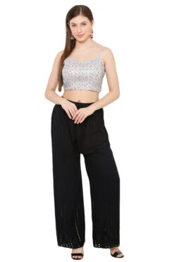 Charin Grey Net Embroidered Strappy Sleeveless Blouse -One Minutesaree Shop SSB2848 3