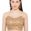 Charin Beige Net Embroidered Strappy Sleeveless Blouse