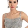 Selena Grey Georgette Sequin Strappy Sleeveless Blouse -One Minutesaree Shop SSB4343 GREY 36 1