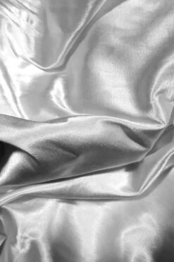 Jules Silver Satin Comfort Stretch™ Pentagon Neck Elbow Sleeve Saree Blouse -One Minutesaree Shop Silver fabric 4