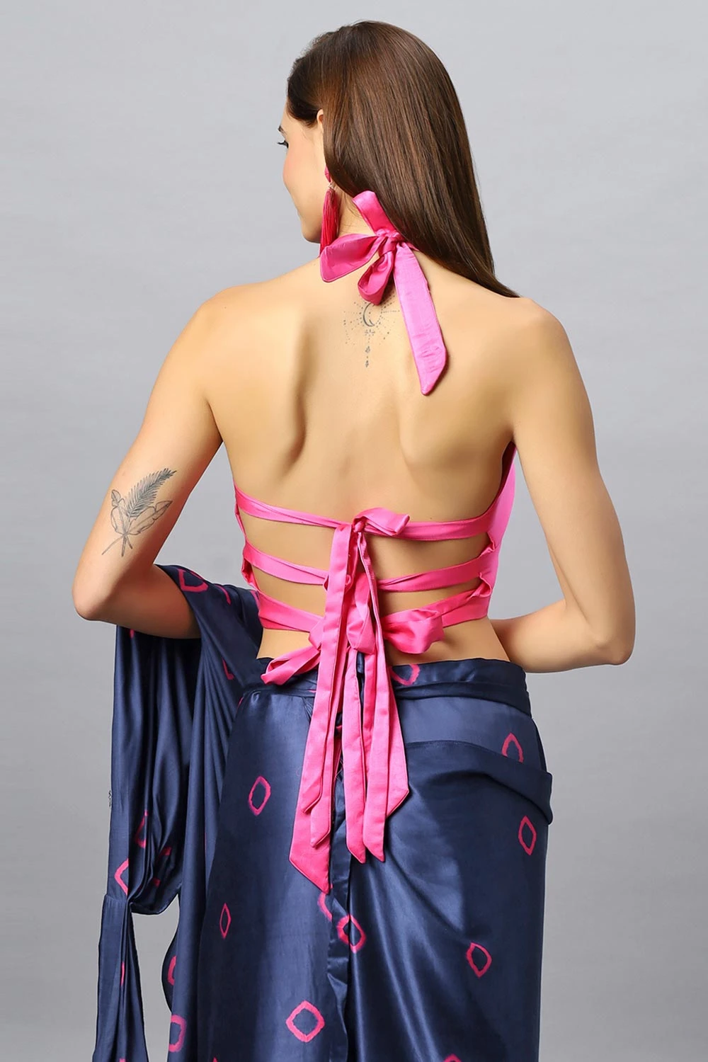 Yara Pink Satin Silk V-Neck Tie Back Halter 2 Yara Pink Satin Silk V-Neck Tie Back Halter - Image 2